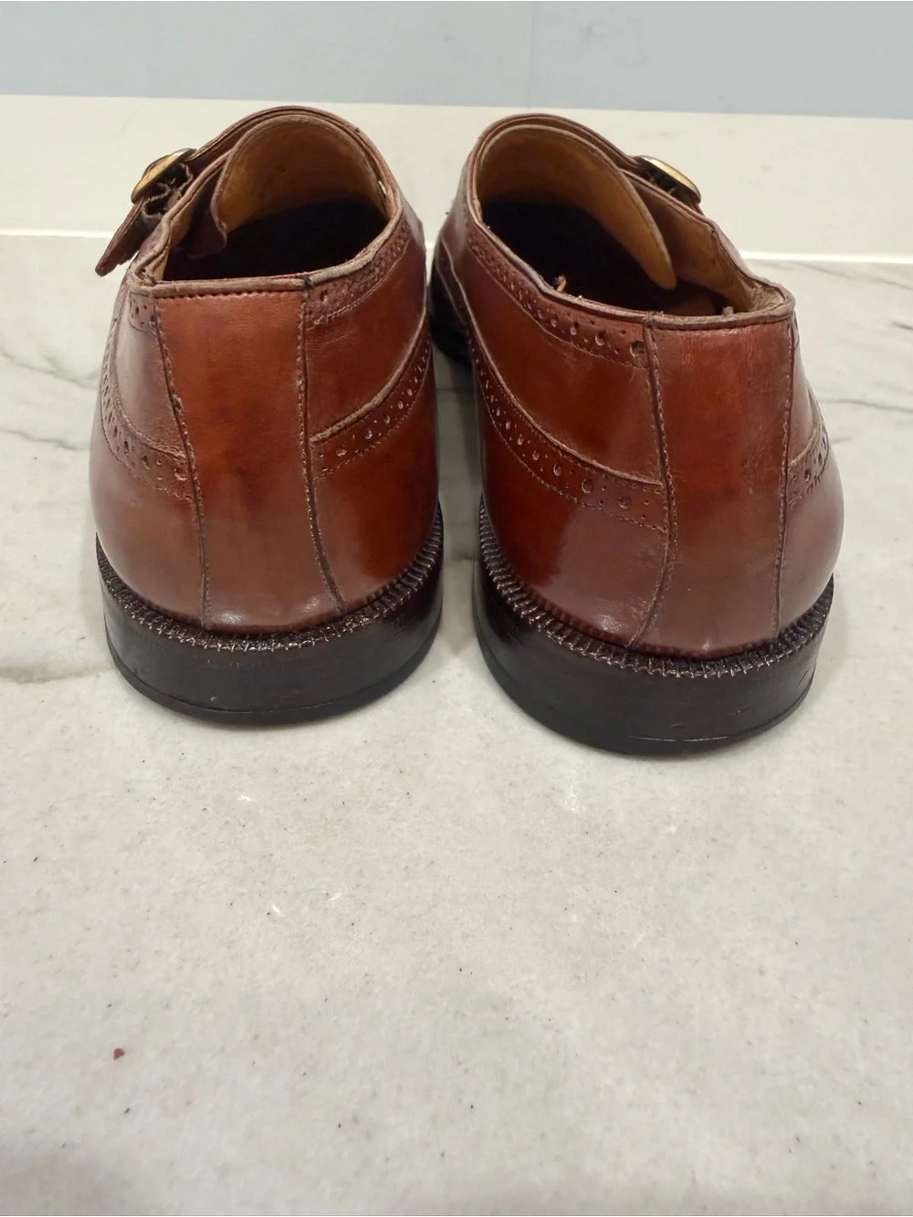 Mezlan Men's Brown Double Monk Wingtip Leather Shoes Geneva Made in Spain size 9